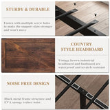 DOGIBIXO Led Bed Frame Queen Size with USB Charging Station, Industrial Platform Bed Frame with Farmhouse Barn Door Headboard, Strong Metal Slats Support, Noise Free, No Box Spring Needed, Brown DOGIBIXO