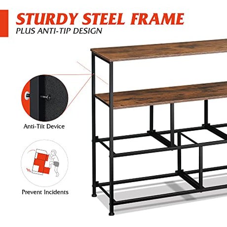 WLIVE TV Stand Dresser for Bedroom with 5 Fabric Drawers, Entertainment Center with Open Shelf and Power Outlet for 45 inch TV, Media Console Table with Storage for Closet, Living Room, Rustic Brown WLIVE