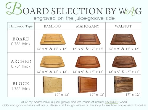 Walnut Artisan Personalized Cutting Boards, Custom Anniversary or Housewarming Gift Idea, Wood Engraved Charcuterie Board for Couples and Newlyweds, Initial Design 050 - WoodArtSupply