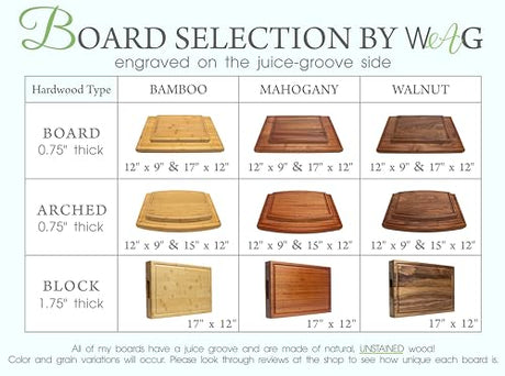 Walnut Artisan Personalized Cutting Boards, Custom Anniversary or Housewarming Gift Idea, Wood Engraved Charcuterie Board for Couples and Newlyweds, Initial Design 050 Walnut Artisan Gallery