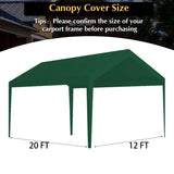 Carport Replacement Canopy, Replacement Top Cover for 10' x 20' Carport Frame, 180G PE Fabric Waterproof & UV Protected Tarp with Ball Bungees, Green (Only Top Cover, Frame is not Included) Vanteriam