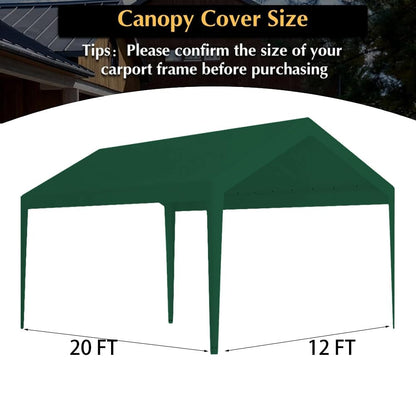 Carport Replacement Canopy, Replacement Top Cover for 10' x 20' Carport Frame, 180G PE Fabric Waterproof & UV Protected Tarp with Ball Bungees, Green (Only Top Cover, Frame is not Included)