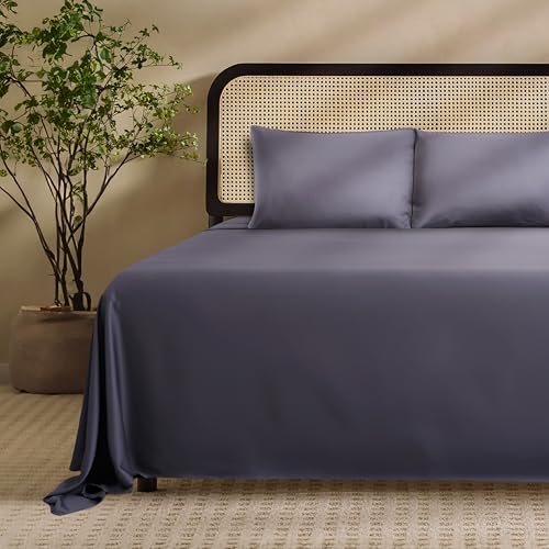 EPITEX Solid 4 Piece Queen Sheet Set - Viscose Derived from Bamboo, 1400 Thread Count, Breathable and Cooling Bed Sheets Set, Luxurious Silky Bedding for Hot Sleeper, Deep Pocket Up to 16'', Charcoal EPITEX