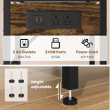 Asgolion Record Player Stand with Charging Station, 3-Tier End Table with LED Light, Side Table Nightstand for Vinyl Storage,Tall Beside Tables Turntable Stand Living Room, Bedroom, Rustic Brown Asgolion