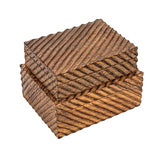Creative Co-Op Hand-Carved Mango Wood Nesting Boxes with Burnt Finish, Grey, Set of 2 Creative Co-Op