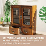 Primo Supply Rustic Floating Wall Cabinet with Glass Doors and Drawers for Stylish Storage Primo Supply