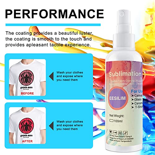 Coating Spray for Cotton Shirts,100ML Plus Spray for Cotton Blanks Shirts Polyester Tote Bag, Super Print Adhesion & Quick Dry Waterproof High Gloss Finish Eesilim