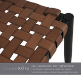 Grand patio Bench, 2-Seat Leather-Look Wicker Bench with Tapered Legs, Outdoor Bench for Small Front Porch Entryway Grand patio