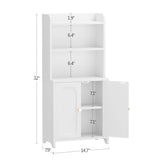 GLANZALANT Bathroom Cabinet with 2 Doors, Small Freestanding Storage Cabinet with Adjustable Shelf, Slim Bathroom Organizers, Floor Cabinet for Small Spaces, Bathroom, 7.9" D x 14.7" W x 32" H, White GLANZALANT