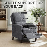 VKNOW Recliner Chair, Fabric Recliner with Soft Armrest, Home Theater Seating with Adjustable Push Back and Lumbar Support, Single Sofa for Adults, Lounge Chair for Living Room, Bedroom（Dark Grey）