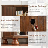 Joaxswe Record Player Stand with Vinyl Record Storage, 24" Wide Mid-Century Record Player Table Up to 200 Albums,Large Wood Turntable Stand Cabinet Dispaly Shelf for Living Room,Bedroom,Brown Joaxswe