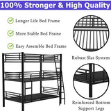 ATOPCORP New Upgrade Metal Twin Over Twin Over Twin Triple Bunk Bed Frame,Detachable Heavy Duty Steel 3 Bunk Beds with 2 Ladder & Guardrail for Kids Adults Teens Boys, No Box Spring Need (Black) ATOPCORP