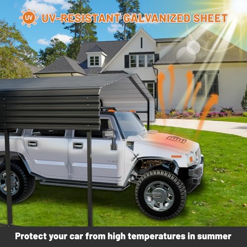 NUGRIART 12 x 20 FT Metal Carport with Heavy Duty Galvanized Steel Roof & Durable Frame, Metal Car Garage, Sturdy Canopy Shelter for Car, Truck, Pickup, SUV, Tractor, and Boat NUGRIART