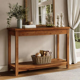 TRIBEWOOD Solid Wood Console Table, 41.3" Farmhouse Entryway Table with Storage Shelf for Living Room, Behind Couch, Hallway & Foyer (Vintage) TRIBEWOOD
