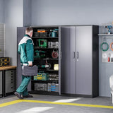 Letaya Metal Storage Cabinet,72'' Employee Lockers Steel Wardrobe with Lock Door for Office,Home,School,Gym,Fire Department,Hotel(72“-Black&Gray) Letaya