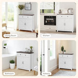 Semiocthome Vintage Farmhouse Multi-Functional Storage Cabinet with Adjustable Shelf in White Semiocthome