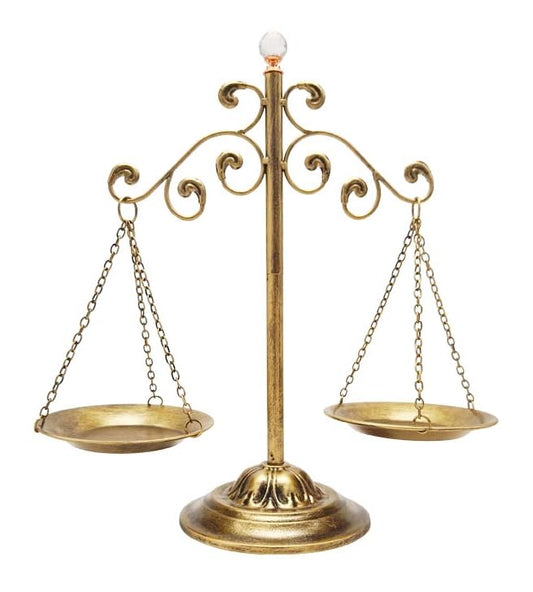 Chez JuJu Antique Vintage Libra Jewelry Tower | Fairness Balance Scale | Lawyer Office Décor | Law Art Vintage Style Sculpture | Unique Gift Ideas for Attorney Law Student Judge Retirement | Bronze