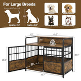 Halitaa 45.3" Dog Crate Furniture for Large Breed, Heavy Duty XL Dog Kennel Indoor with Storage Shelf, Farmhouse Wooden Pet Crate, Chew-Resistant, Brown (45.3" W x 23" D x 39.4" H) Halitaa