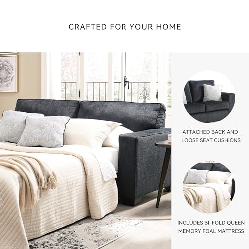 Signature Design by Ashley Altari Modern Queen Sofa Sleeper with 2 Accent Pillows, Dark Gray Signature Design by Ashley