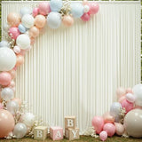 60×12ft Wrinkle Free Ivory Backdrop Curtain for Wedding Parties, 12 Panels 5×12ft Long Soft Silky Polyester Backdrop Drapes Cream Photo Back Drop Curtains for Party Photography Background Cloth NSSONBEN