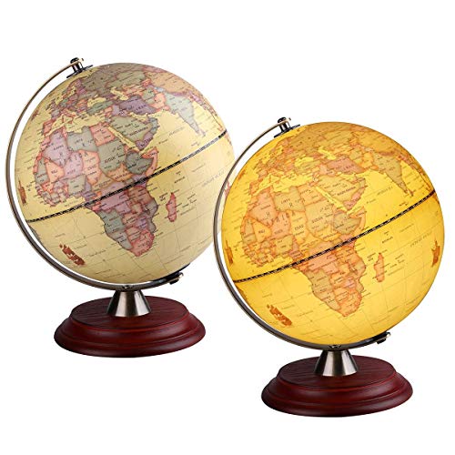 TTKTK Illuminated World Globe for Adults & Kids with Wooden Stand,Built in LED Lamp for Illuminated Night View Antique Globe for Home Décor and Office Desktop 8inch - WoodArtSupply