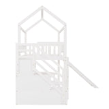 House Bed Loft with Slide and Storage Stairs by Harper & Bright Designs - Twin Frame in White for Kids Harper & Bright Designs