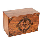 HIND HANDICRAFTS Rosewood Top Engraved Wooden Cremation Urns for Human Ashes Adult - Handcrafted Funeral Memorial Ashes Urn - Columbarium Urn (Celtic Hind Handicrafts