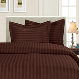 Elegant Comfort Luxury 3-Piece Striped Duvet Cover Set! - 1500 Premier Hotel Quality Silky-Soft Wrinkle Resistant Damask Stripe Duvet Cover Set, King/California King, Chocolate Brown Elegant Comfort