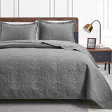 Love's cabin King Size Quilt Set Grey Bedspreads - Soft Bed Summer Lightweight Bedspread Comforter - Modern Style Coin Pattern Coverlet for All Season - 3 Pieces (1 Quilt, 2 Pillow Shams) Love's cabin