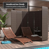 Red Lantern 6 ft. Tall Woven Fiber Outdoor All Weather Room Divider - 3 Panel - Dark Brown Red Lantern