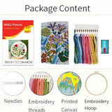 Zhenqing Rose and Lily Cross Stitch Kit for Beginners - 11CT 24x24cm Pre-Printed Pattern with Embroidery Hoop, Threads & Tools, Floral Design(70519)