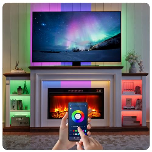 80" LED Electric Fireplace with Mantel, Fireplace TV Stands for 90 Inch TV, Modern Entertainment Center with Storage, Delicate Three-Dimensional Molding with Remote Control for Living Room J-yaamiZz