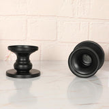 Matte Black Iron Pillar Candle Holders - Set of 2 Candlestick Holders, Metal Candle Holder for Pillar & Taper, Table Mantle Fireplace Farmhouse Home Decor Cagzzee