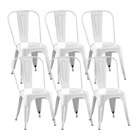 SOLEGGIATA White Metal Dining Chairs Set of 6 Iron Stackable Industrial Tolix Style Outdoor Farmhouse Kitchen Cafe Arctic White Color SOLEGGIATA