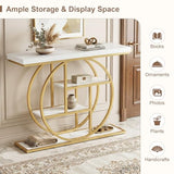 Giantex 41" Narrow Console Table, 4-Tier Modern Entryway Table with Storage Shelves, Behind Couch Sofa Tables w/Gold Metal Frame, Accent Entry Tables for Living Room, Hallway, Entrance Giantex