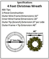 4 Foot (48 inch) Incandescent Christmas Wreath with Prelit Red Bow - 200 UL Certified Lights - Commercial Grade - Indoor - Outdoor - ACWreaths ACWreaths