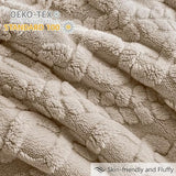 Homelike Moment Fluffy Comforter Set Queen Size, Beige Warm Fleece Comforter Full Size Bed Set for Winter 3 Piece Homelike Moment