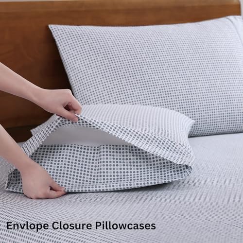 LANE LINEN 100% Organic Cotton Twin Sheets Set - 3 PC Bedding Sheets & Pillowcases - Breathable & Cooling Bed Sheets - Deep Pocket up to 15", Sheets for Twin Size Bed: Polka Dot (Blue) LANE LINEN