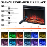 LUXOAK 70" Farmhouse Curved Fireplace TV Stand, LED Light Entertainment Center Table with 36'' Upgrade Electric Fireplace TV Console Cabinet for TVs Up to 80", Antique White Barnwood LUXOAK