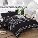 WONGS BEDDING Black Comforter Set Queen Reversible Boho Triangle Striped Down Alternative Comforter Set for Queen Bed - 3 Pieces (1 Comforter + 2 Pillowcases), Soft Microfiber Bedding Set 90"x 90" WONGS BEDDING