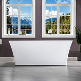 WOODBRIDGE 59" Acrylic Freestanding Bathtub Contemporary Soaking White Tub with Brushed Nickel Overflow and Drain，BTA1509 -B/N-Drain &O WOODBRIDGE