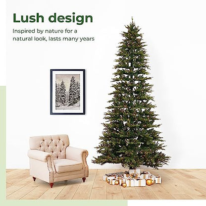 11ft. Belgium Fir Natural-Look Artificial Christmas Tree with 1250 Clear LED Lights and 4222 Bendable Branches