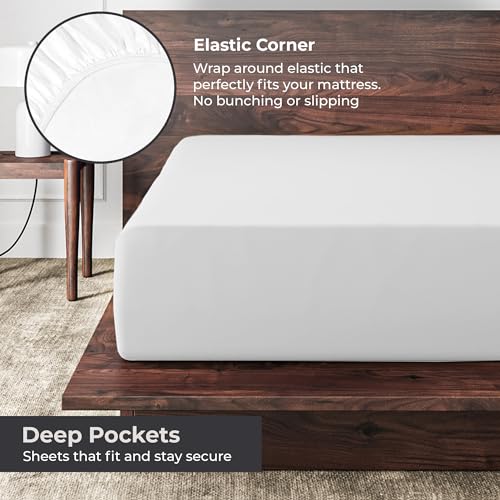 Sleepy Town Full Size Bed Sheets - 3 Piece - NO Flat Sheet Included - Full Sheet Set - Soft, Comfy & Cooling - Easy Care - Wrinkle & Fade Resistant - Brushed Microfiber - Deep Pocket Sheets (White) Sleepy Town