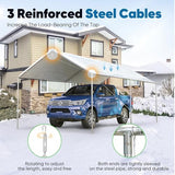 Quictent 10x20 ft Heavy Duty Car Canopy Galvanized Frame Carport Outdoor Party Tent Boat Shelter with 3 Reinforced Steel Cables - White Quictent