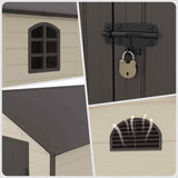 BIGoods 8.5 ft. W x 6.3 ft. D Resin Outdoor Patio Storage Shed with Firewood Rack, Floor and Lockable Door BIGoods