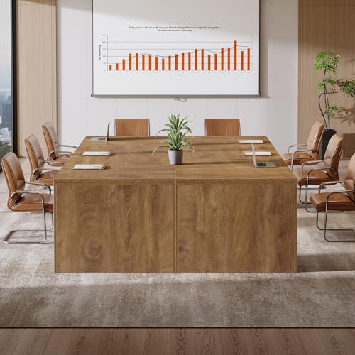 Tribesigns 6 ft Conference Table for 6-8 People, 71-Inch Rectangular Executive Meeting Table for Office, Farmhouse Sturdy Business Desk for Office Conference Room, Brown Tribesigns