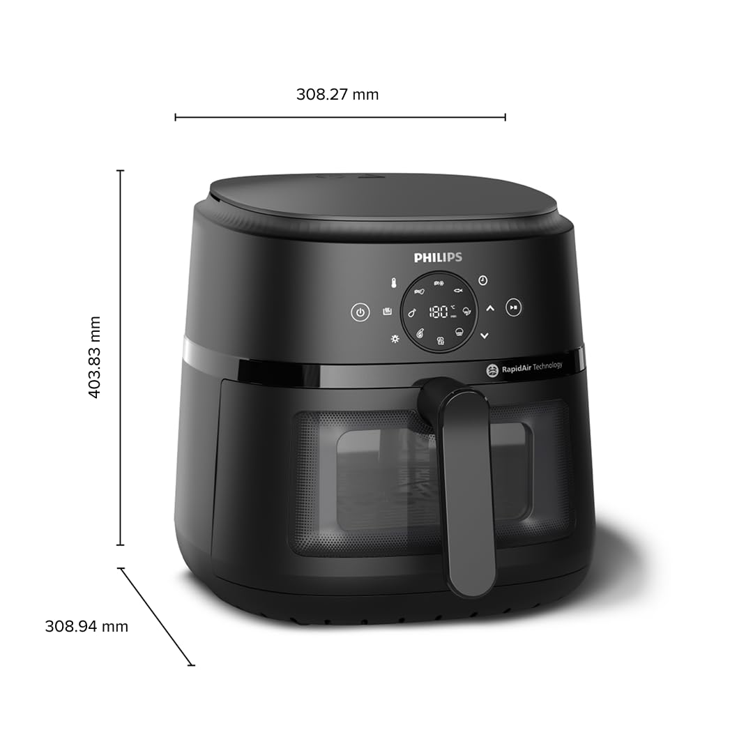 Philips Air Fryer 2000 Series 13-in-1 functions, 6.6 Quarts, Compact Design with Cooking Window, Black, (NA230/00) Philips Kitchen Appliances
