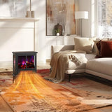 BLITZHOME Electric Fireplace Heater 18'', 3D Realistic Flame, Thermostat Control, 2 Heating Mode 750/1500W, Safety Protection, Freestanding Portable Fire Places Stove for Home Indoor, Small Space BLITZHOME