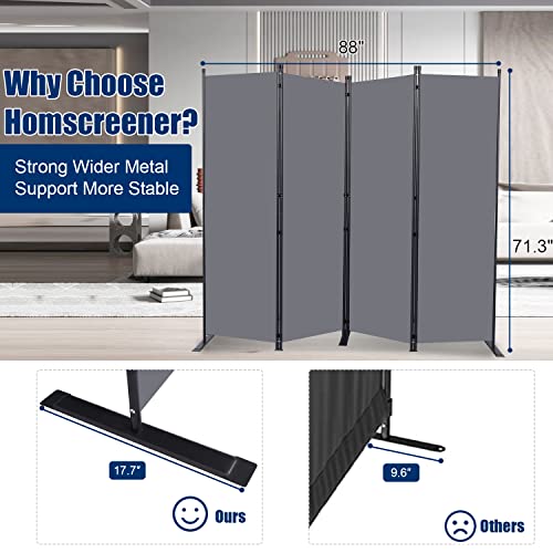 Room Divider 6FT Portable Room Dividers and Folding Privacy Screens, 88'' W Fabric Divider for Room Separation, 4 Panel Partition Room Dividers Freestanding Wall Divider Screen for Dorm Studio Office HOMSCREENER