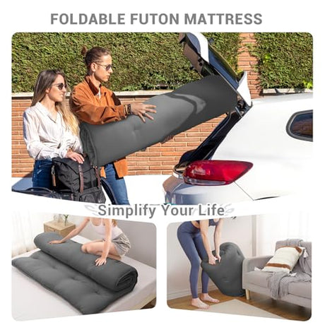 Japanese Floor Futon Mattress Twin Size 80"x39", Thicken Foldable Lazy Floor Bed for Adults, Roll Up Lounger Tatami Sleeping Mat, Water Resistant Futon Tatami Mattresses for Home, Camping, Travel Takywep